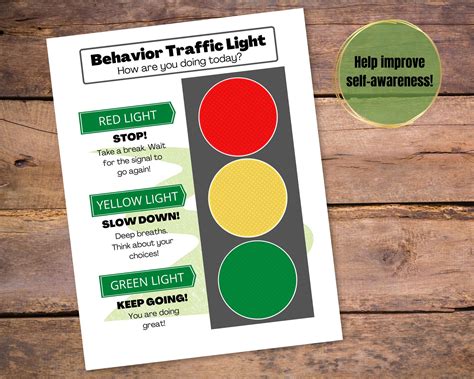 Traffic Light Behavior Chart Printable Behavior Chart For Etsy Uk