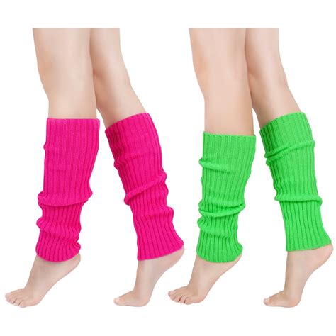 wowstyle 2 pairs leg warmers for women neon leg warmers 80s costumes sports party yoga