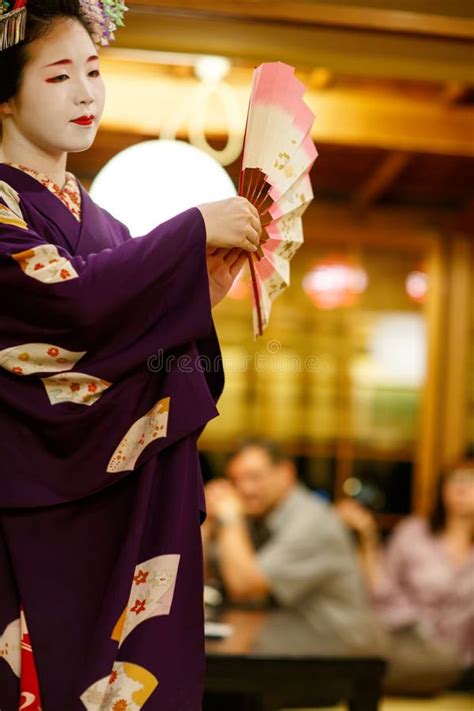 kyoto japan 18 may 2015 maiko apprentice showing japanese traditional dance maiko is an