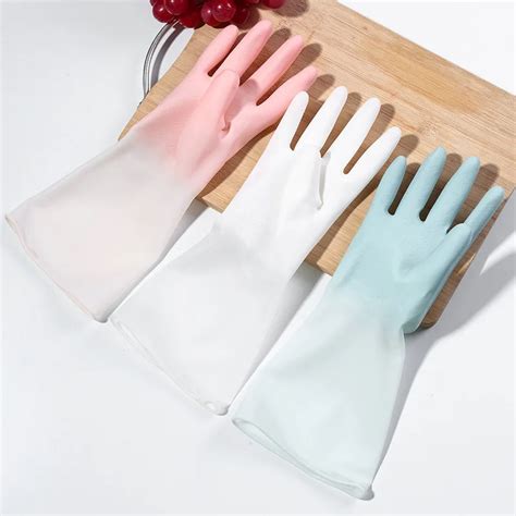Pairs Set Waterproof Latex Dishwashing Rubber Gloves Kitchen Durable Cleaning Housework Chores