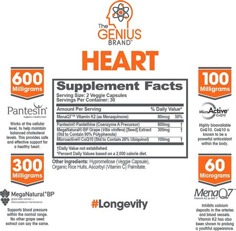 Genius Heart And Cardiovascular Health Supplement 60 Capsules
