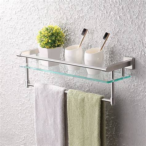 Bathroom shelves chrome zinc bath shelf with single tempered glass the wall bathroom storage holder bathroom accessories 5752. KES A2225-2 SUS304 Stainless Steel Bathroom Glass Shelf ...