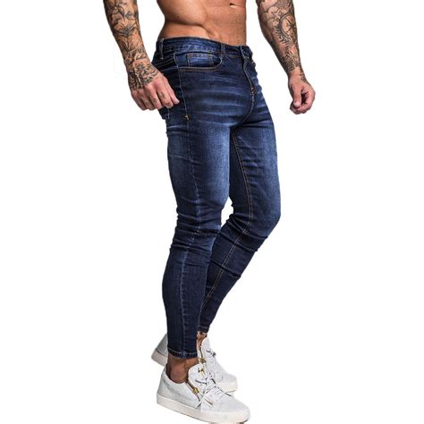 slim fit skinny blue jeans for men
