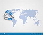 Medicines On World Map As Background Represent Medical And Health Care ...