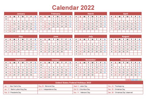 2022 Mini Calendar Printable Printable World Holiday