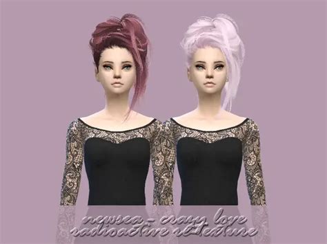Sims 4 Hairs The Sims Resource Newsea`s Crazy Love Hair Retextured
