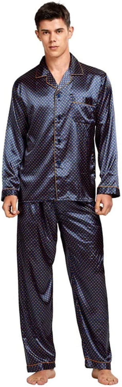 Herren Fleck Seiden Pyjama Set Herren Schlafanzug Seide Nachtwäsche Herren Sexy Modern Style