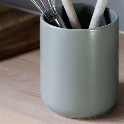 Sage Green Stoneware Utensil Pot By Marquis And Dawe