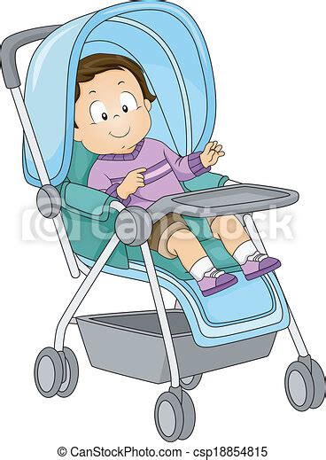 Vector Clip Art Of Baby Boy Stroller Illustration Of A Toddler