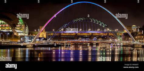 Newcastle Upon Tyne Quayside At Night Stock Photo Alamy