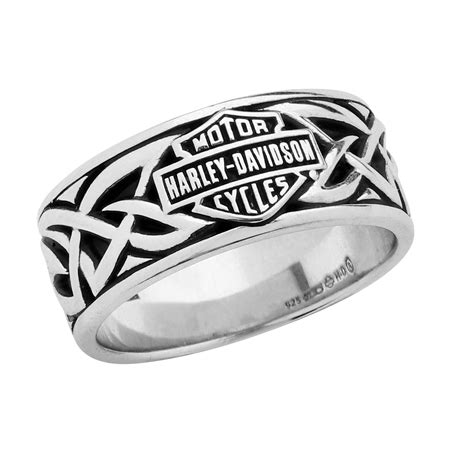 Mens Harley Davidson ® Wedding Band Sterling Silver Celtic Design