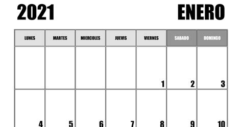 Calendario Enero 2021 Para Imprimir Pdf Calendario Faldilla Numeros