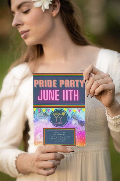 pride party invitation lgbtq party invite pride rainbow etsy