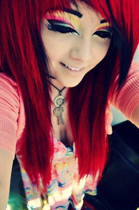 Pin By Samantha Skinner On Many Shades And Lengths Red Scene Hair