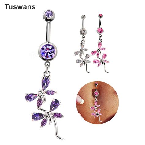 Lovely Double Butterfly Belly Button Rings Belly Piercing Rings Body Jewelry 316l Surgical Steel
