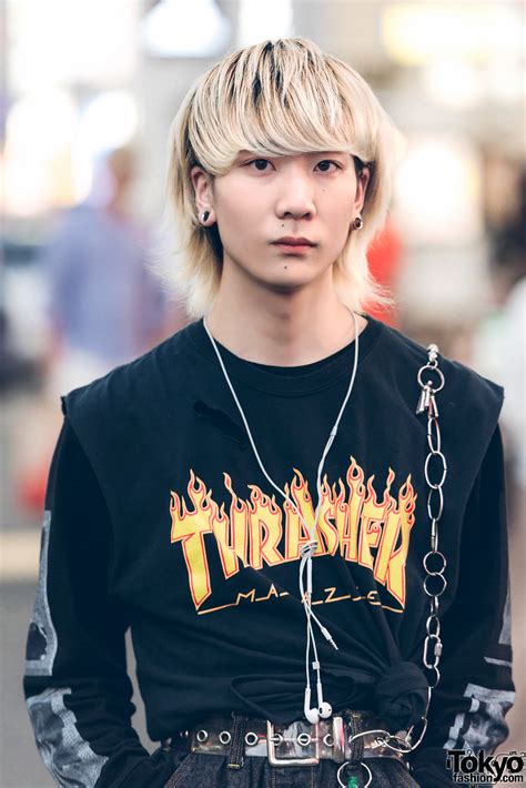 19 Year Old Daiki On The Street In Harajuku Wearing A Sweatshirt By The