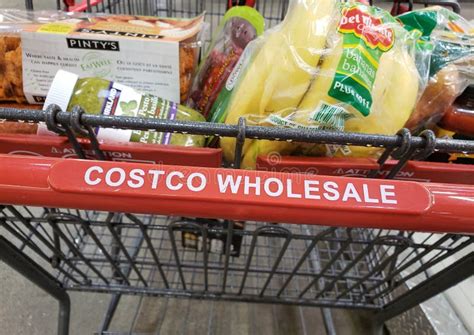Costco Wholesale Cart With Groceries In Costco Warehouse Editorial