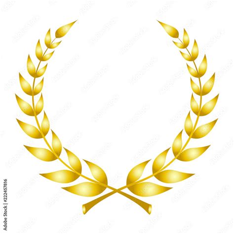 Laurel Wreath Icon Emblem Made Of Laurel Branches Golden Laurel