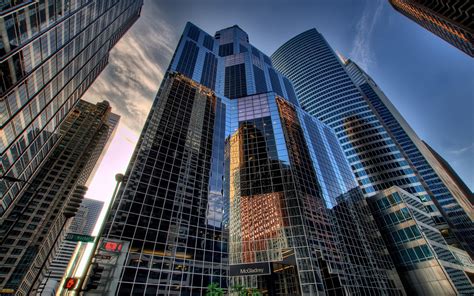 Photo Of Buildings City Skyscraper Cityscape Reflection Hd