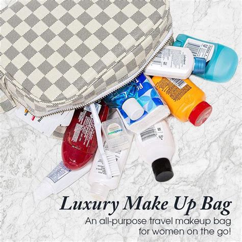 Luxury Checkered Travel Makeup Bag For Women Online Luxouria Makeup