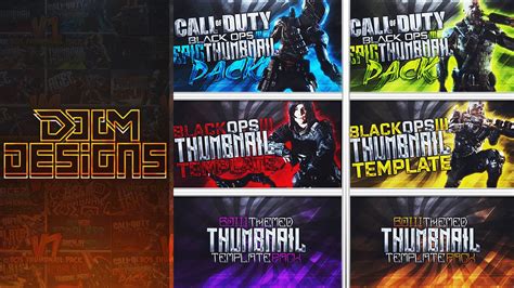 Black Ops 3 Thumbnail Template Pack Premade Photoshop Template Pack