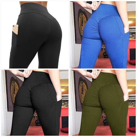 normov high waist fitness leggings women push up workout legging with pockets patch… womens