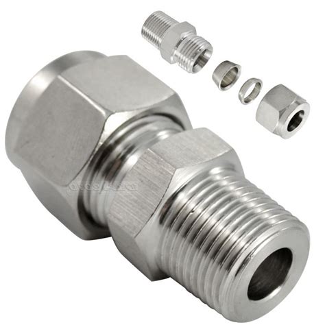 2pcs 12bsp Male Thread X 6mm Od Tube Compression Double Ferrule Tube Air Compression Fitting
