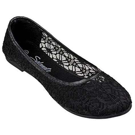 Solemate Womens Cute Lace Crochet Ballet Flat Comfy Slip On Loafers