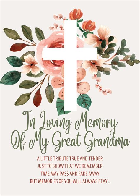 In Loving Memory Of My Great Grandma Grave Card 7 X 5 Laminated Grave