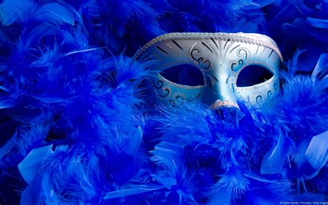 Fondos de pantalla máscara plumas azul ropa Máscaras venecianas