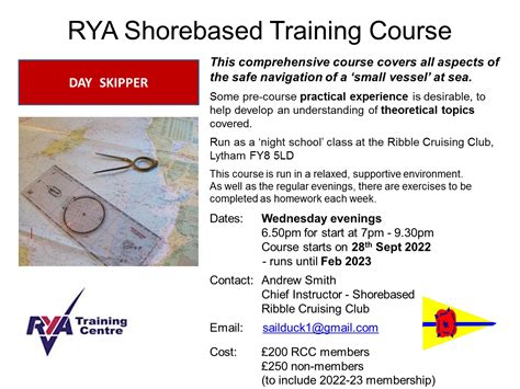 Autumn Rya Shorebased Day Skipper Course Now Fully Subscribed