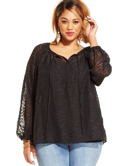 Lyst Jessica Simpson Plus Size Claudia Peasant Blouse In Black