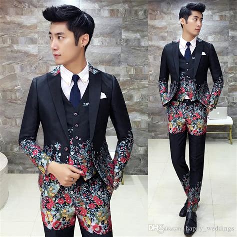 2017 Flower Suit Men 2017 New Fashion Designer Suit Luxury Wedding Prom