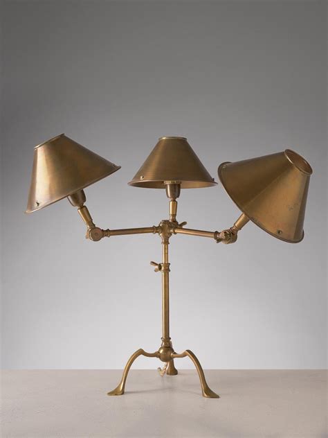 Romanza 20 tripod table lamp with white shade. Tripod Table Lamp in Brass, Italy For Sale at 1stdibs