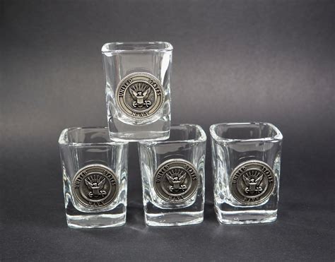 United States Navy Pewter Emblem Barware Shot Glasses Set Of Etsy