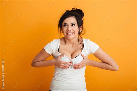 Beautiful Babe Woman Touching Her Breast Stock Photo Adobe Stock
