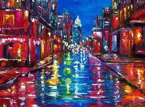 All Night Long By Debra Hurd Cityscape Art City Painting Abstract