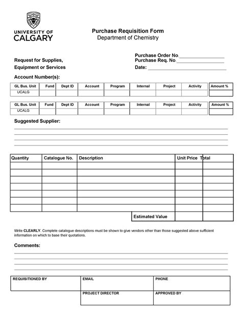 50 Professional Requisition Forms Purchase Materials Lab