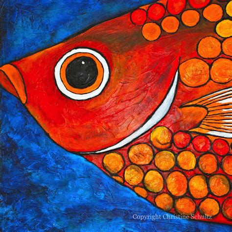 Fish Painting Fine Art On Canvas Etsy