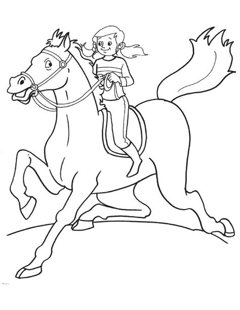 Girl Participating Horse Race Coloring Page Download Free Girl