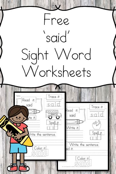Said Sight Word Worksheet Worksheets For Kindergarten