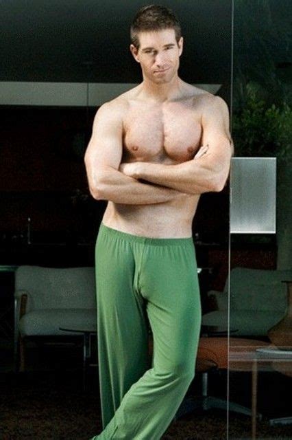 Shirtless Hunk Wearing Green Lounge Pants That Cling To