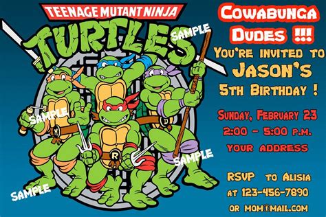 awesome ninja turtle birthday invitations template turtle birthday invitations ninja turtle