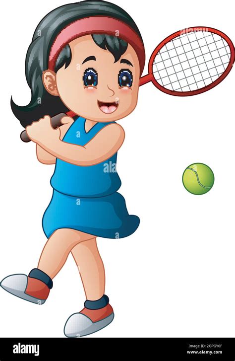 Cartoon Girl Playing Tennis Stock Vector Image And Art Alamy