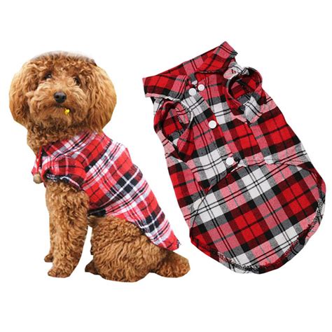Pet Dog Clothes Soft Puppy Spring Summer Plaid Shirt Outfits Pet