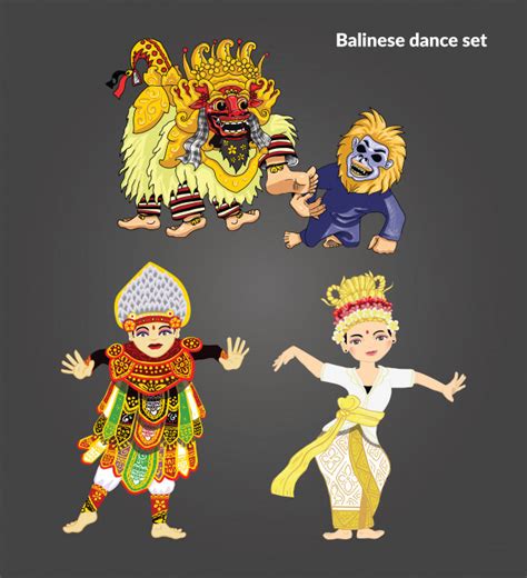 Premium Vector Balinese Dance Illustration Set
