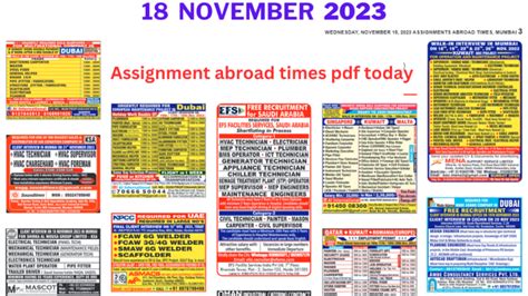 Assignment Abroad Times Pdf Today EPaper Mumbai 18 Nov 2023