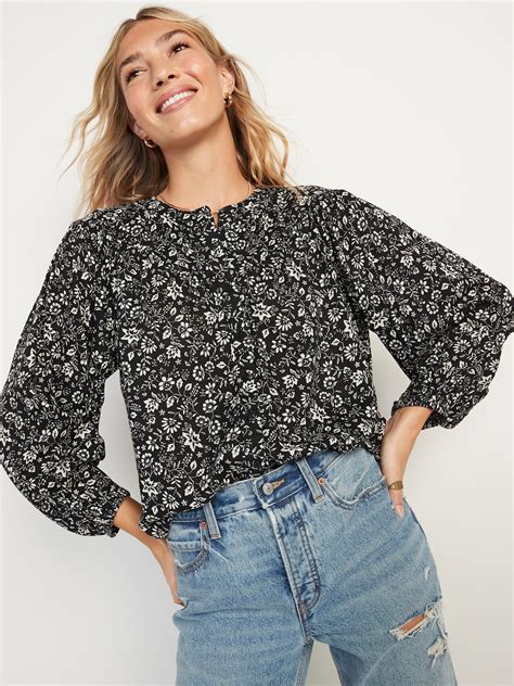 oversized floral print long sleeve blouse for women old navy