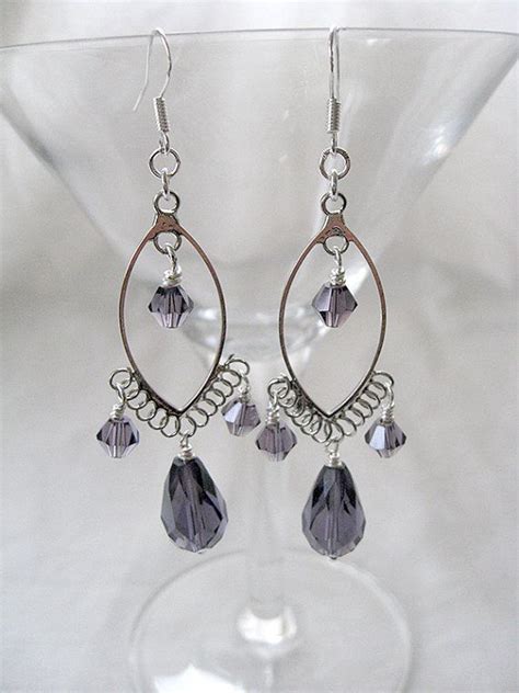 Purple Crystal Chandelier Earrings By ChasingTaylan On Etsy 25 00