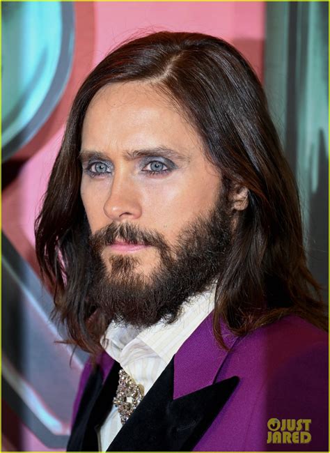 Jared Leto Sports Glittery Blue Eye Makeup And Purple Suit For Morbius